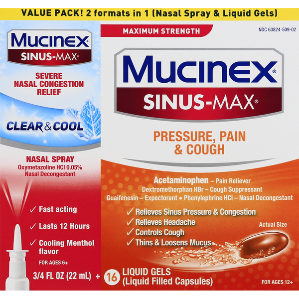 Mucinex Nasal Spray & Liquid Gels, Maximum Strength, Value Pack hero