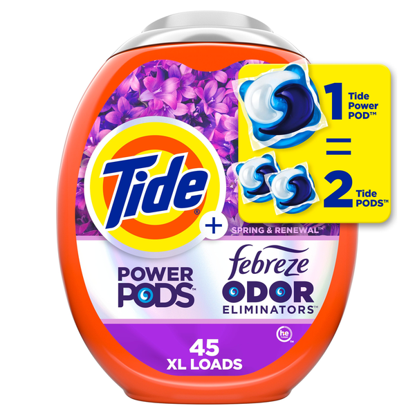 Laundry Tide Power Pods Laundry Detergent with Febreze, Spring & Renewal hero