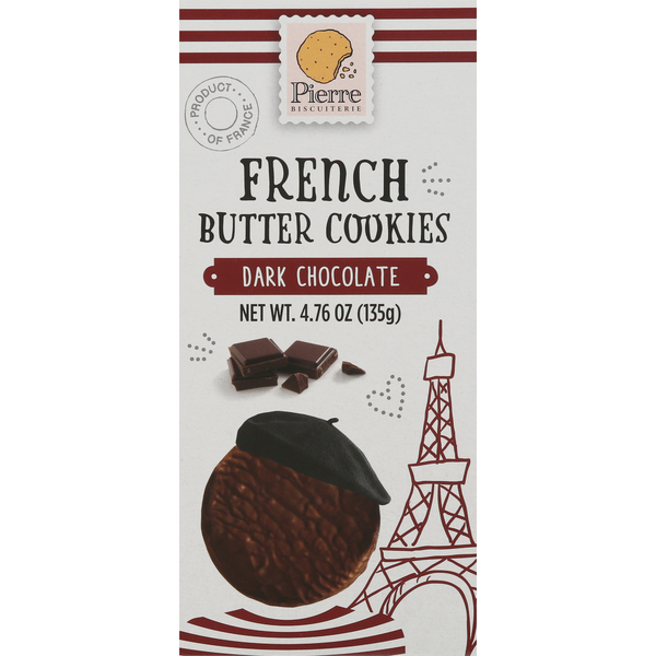 Cookies & Cakes Pierre Biscuiterie French Butter Cookies, Dark Chocolate hero