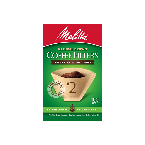 Coffee Melitta #2 Cone Natural Brown Coffee Filters hero