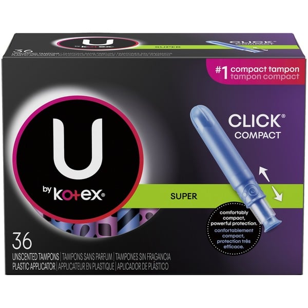 Feminine Care U by Kotex Tampons, Plastic Applicator, Super, Unscented hero