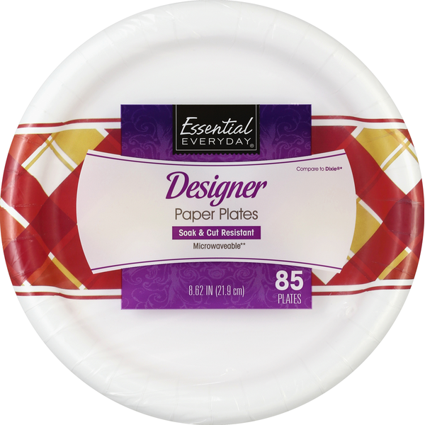 Paper Goods Essential Everyday Paper Plates, Designer, 8.62 Inch hero