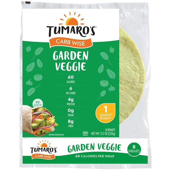 Tortillas & Flat Bread Tumaro's Carb Wise Garden Veggie Wraps hero