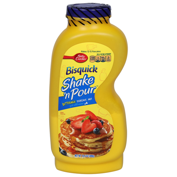 Pancake/Waffel Mixes and Syrup Bisquick Pancake Mix, Buttermilk, Shake 'n Pour hero