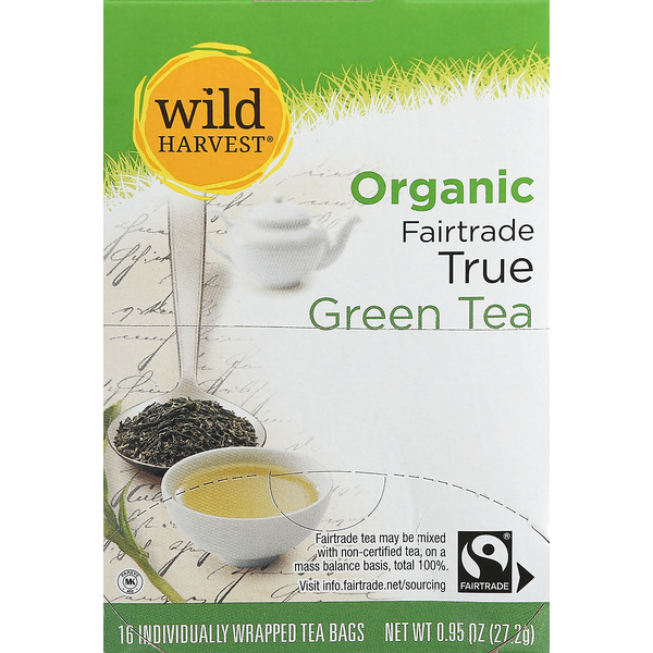 Tea Wild Harvest Green Tea, Organic, True, Bags hero