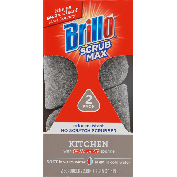 Kitchen Supplies Brillo Scrubber, Kitchen, with Estracell Sponce, 2 Pack hero