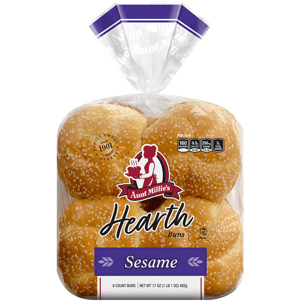 Buns & Rolls Aunt Millie's Hearth, Classic Sesame Buns hero