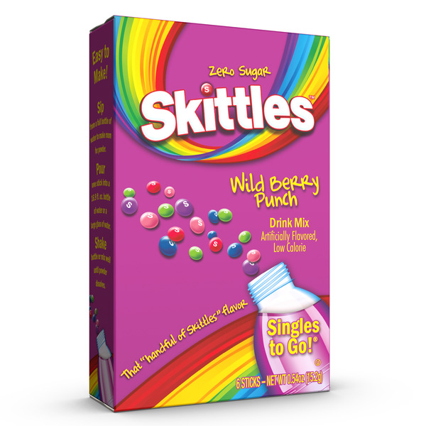 Cocoa & Drink Mixes Skittles Singles To Go Wild Berry Punch Drink Mix, Low Calorie hero