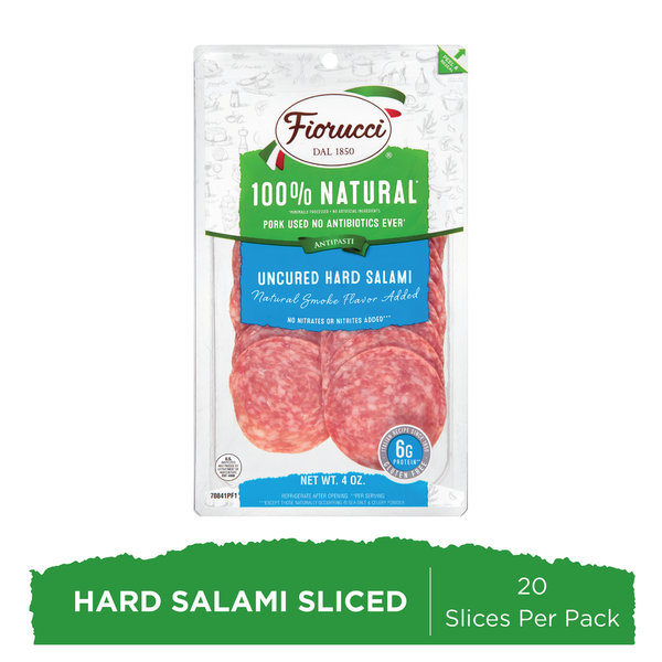 Lunch Meat Fiorucci Pre-Sliced 100% Natural Hard Salami,  Resealable Package hero