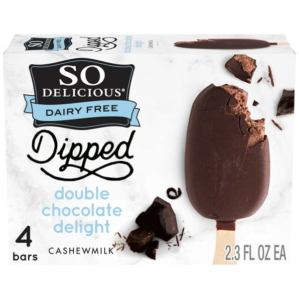 Ice Cream & Ice So Delicious Dairy Free Dipped Double Chocolate Delight Frozen Dessert Bars hero