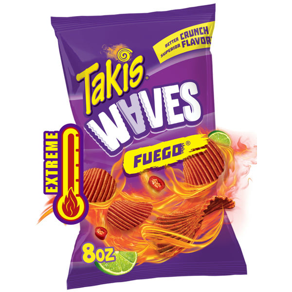 Snacks Takis Waves Fuego Wavy Potato Chips Bag hero