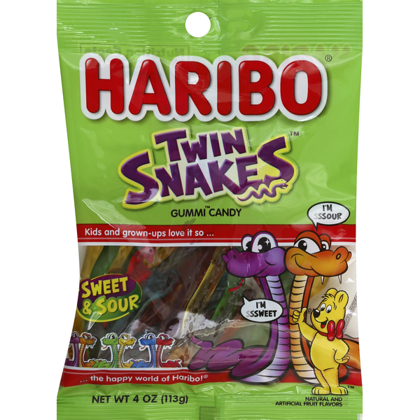 Candy & Chocolate HARIBO Gummi Candy, Sweet & Sour, Twin Snakes hero