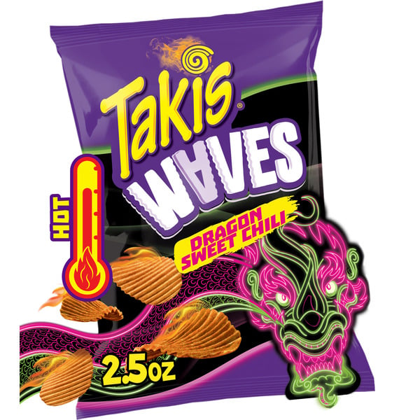 Takis Waves Dragon Sweet Chili Wavy Potato Chips Bag hero