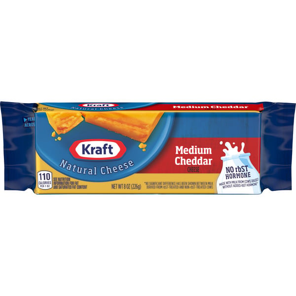 Kraft Medium Cheddar Cheese, oz Block hero