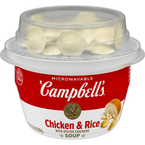 Frozen Meals Campbell's Chicken and Rice Soup with Oyster Crackers hero