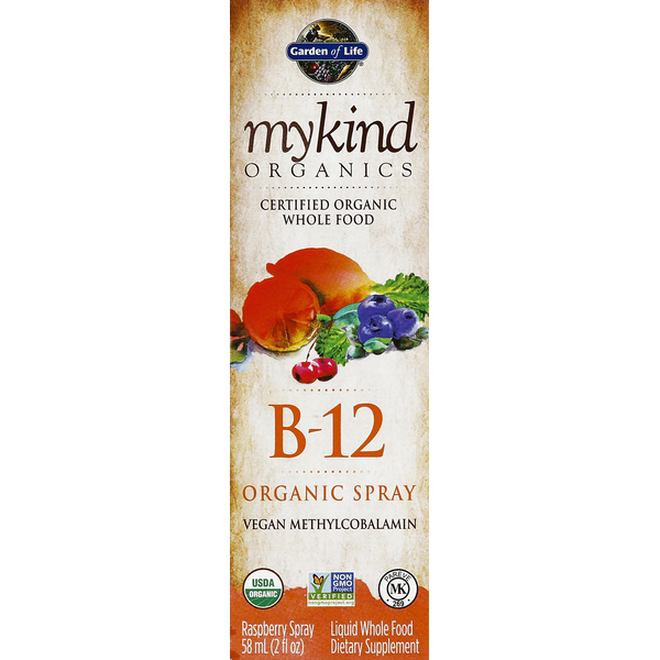 Dietary Supplements Garden of Life Vitamin B-12, Organic Spray, Raspberry hero