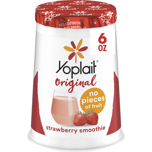 Yogurt Yoplait Original Strawberry Smoothie Low Fat Yogurt Cup hero