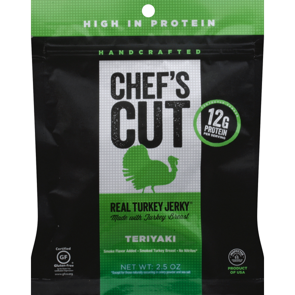 Jerky and Dried Meats Chef's Cut Real Jerky Jerky, Real Turkey, Teriyaki hero