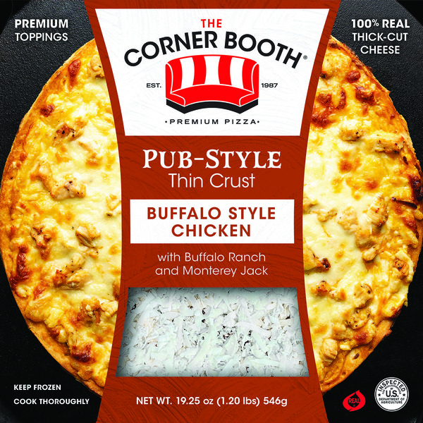 Prepared Meals The Corner Booth Pub-Style, Thin Crust, Buffalo Style Chicken Pizza hero