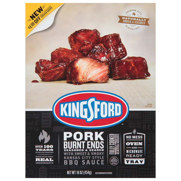 Kingsford Pork, Burnt Ends, Seasoned & Seared hero