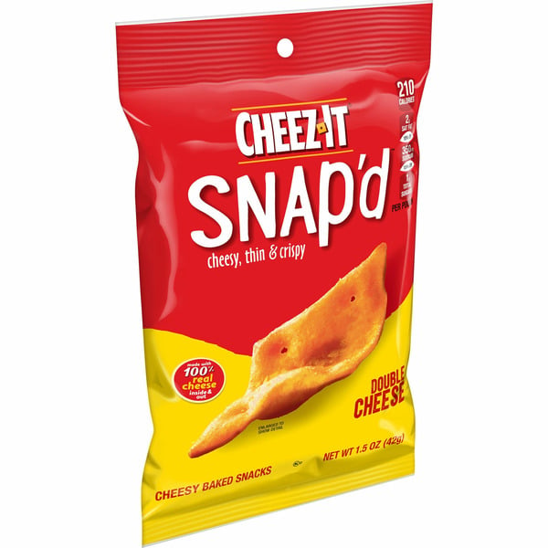 Pantry Cheez-It Snap'd Cracker Chips, Thin Crisps, Lunch Snacks, Double Cheese hero