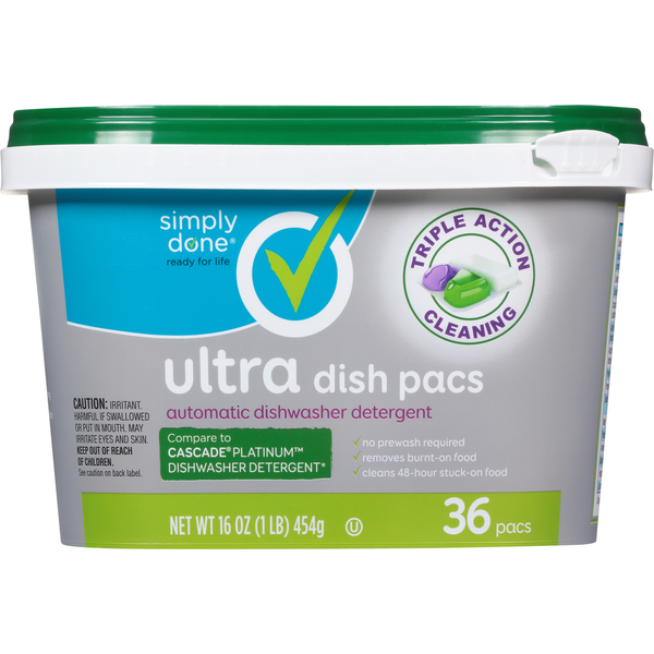 Dish Detergents Simply Done Dish Pacs, Ultra hero