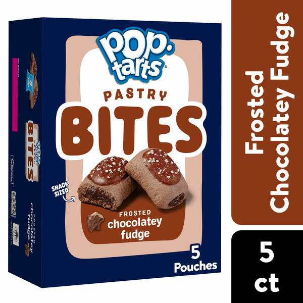 Breakfast Bars & Pastries Pop-Tarts Baked Pastry Bites, Kids Snacks, School Lunch, Frosted Chocolatey Fudge hero