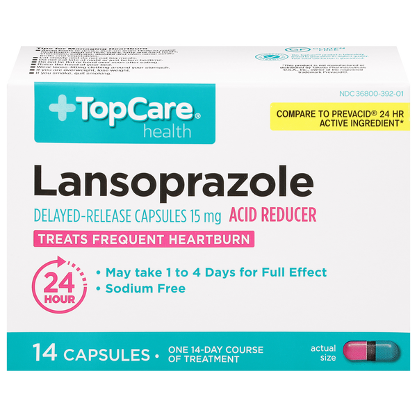 Muscles, Joints & Pain Relief TopCare Lansoprazole, 15 mg, Capsules hero