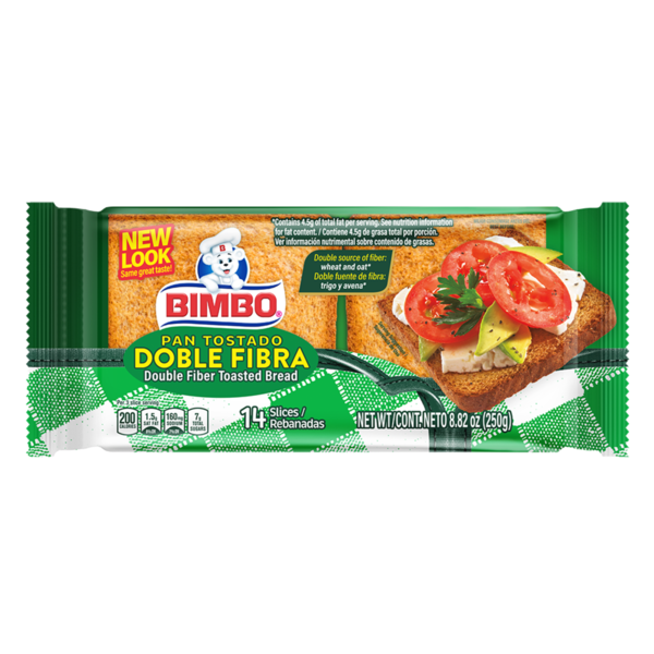 Bread Bimbo  Pan Tostado, 14 count, Doble Fibra Toasted Bread hero