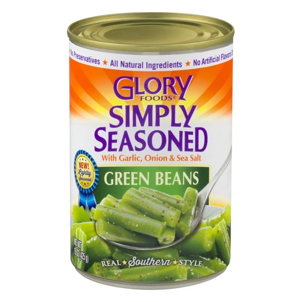 Canned & Jarred Vegetables Glory Foods Simply Seasoned Green Beans hero