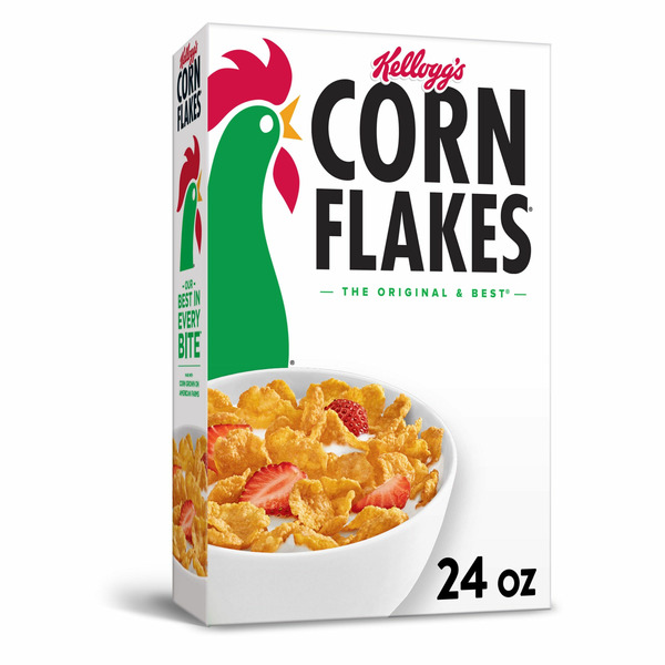 Cereal Kellogg's Corn Flakes Cold Breakfast Cereal, 8 Vitamins and Minerals, Healthy Snacks, Original hero