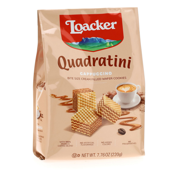 Cookies & Cakes Loacker Quadratini Cappuccino, Bite-size Wafer Cookies hero