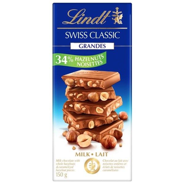 Candy & Chocolate Lindt Swiss Classic Grandes Hazelnut Milk Chocolate Bar hero