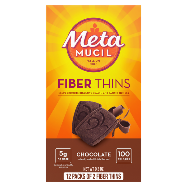 Digestion Metamucil Chocolate Fiber Thins, Psyllium Husk Fiber Supplement hero