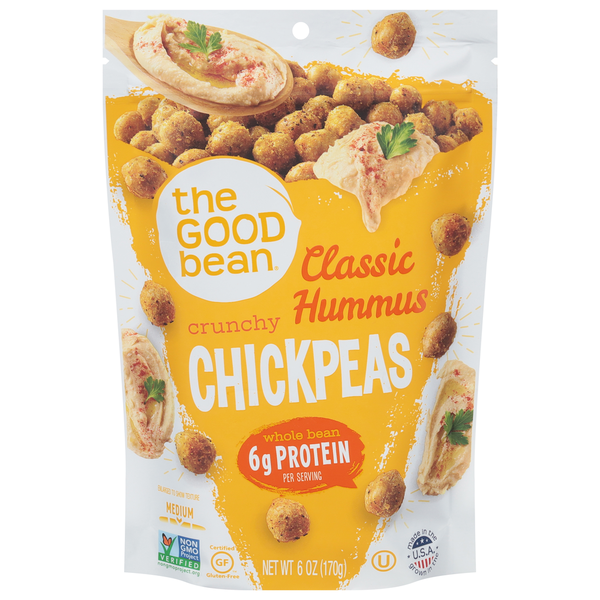 Fruit & Vegetable Snacks The Good Bean Chickpeas, Classic Hummus, Crunchy hero