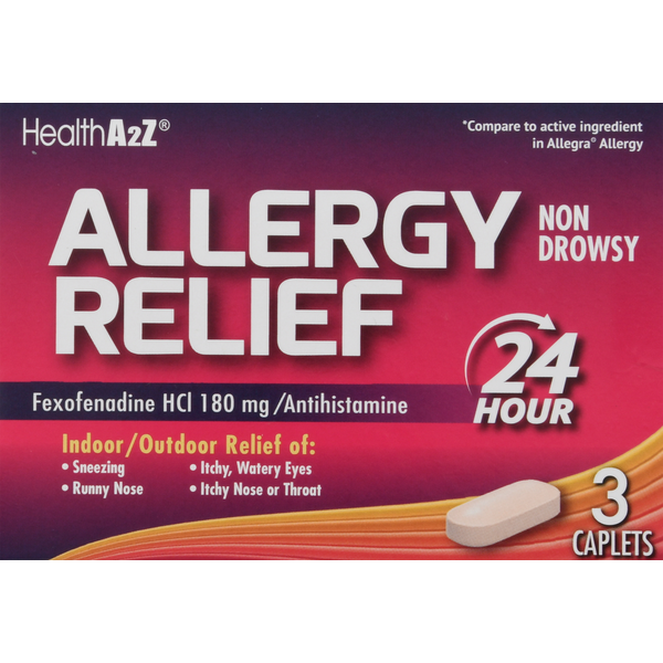 Cold, Flu & Allergy HealthA2Z Allergy Relief, Non Drowsy, 24 Hour, Caplets hero