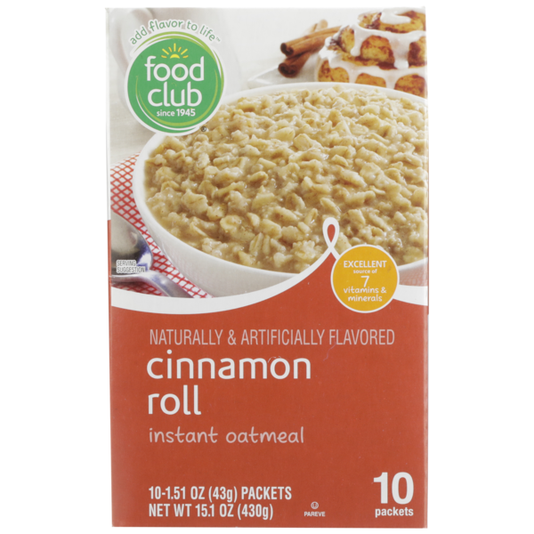 Hot Cereal & Pancake Mixes Food Club Cinnamon Roll Instant Oatmeal hero