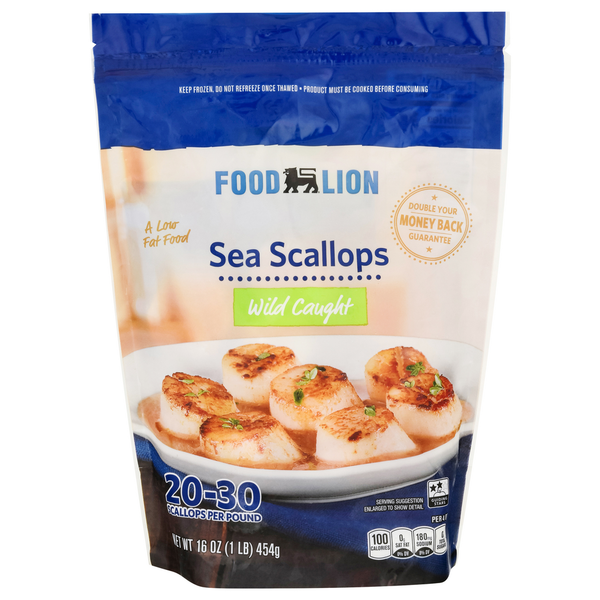 Frozen Shrimp & Shellfish Food Lion Sea Scallops, Wild Caught, Pouch hero