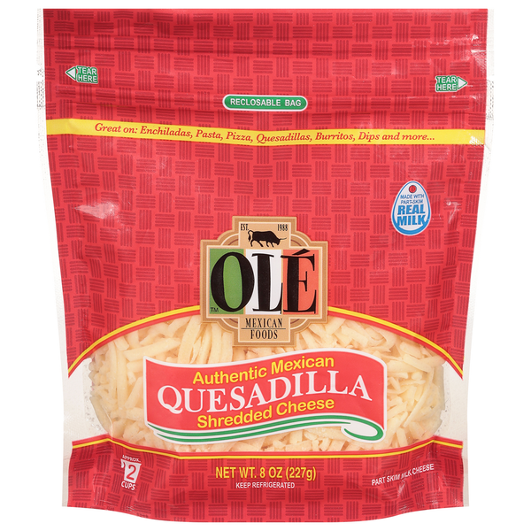 Olé Shredded Cheese, Authentic Mexican, Quesadilla hero