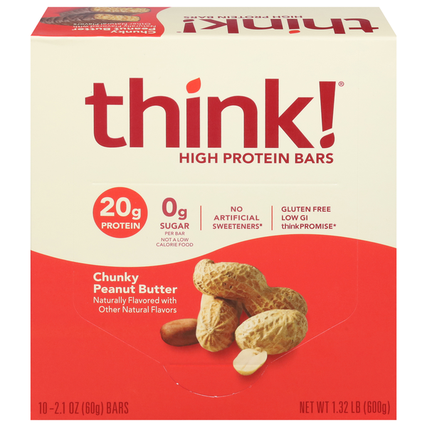 Energy & Granola Bars think! High Protein Bars, Chunky Peanut Butter, 10 Pack hero