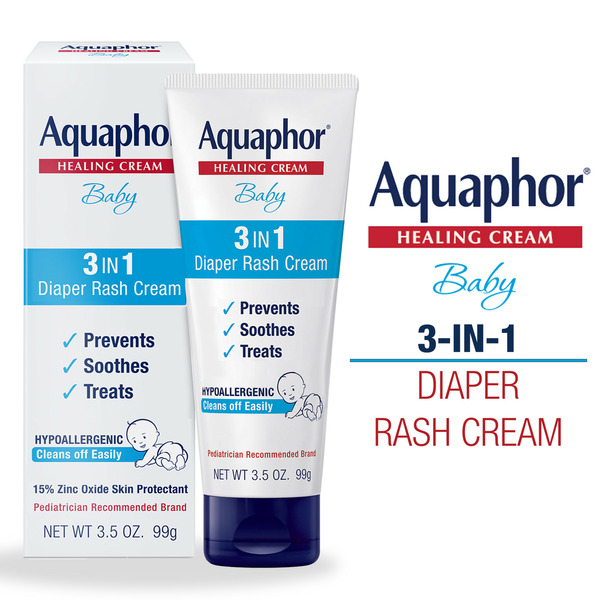 Baby First Aid & Vitamins Aquaphor Diaper Rash Cream, 3-In-1 Diaper Rash Relief hero