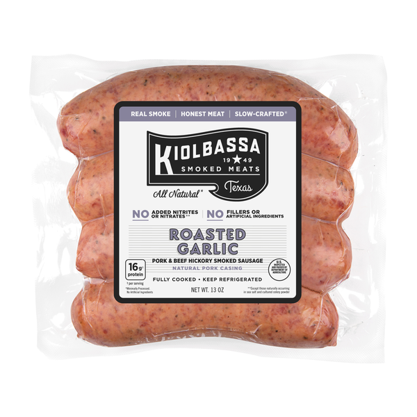 Hot Dogs, Bacon & Sausage Kiolbassa Provision Co Roasted Garlic Smoked Sausage hero