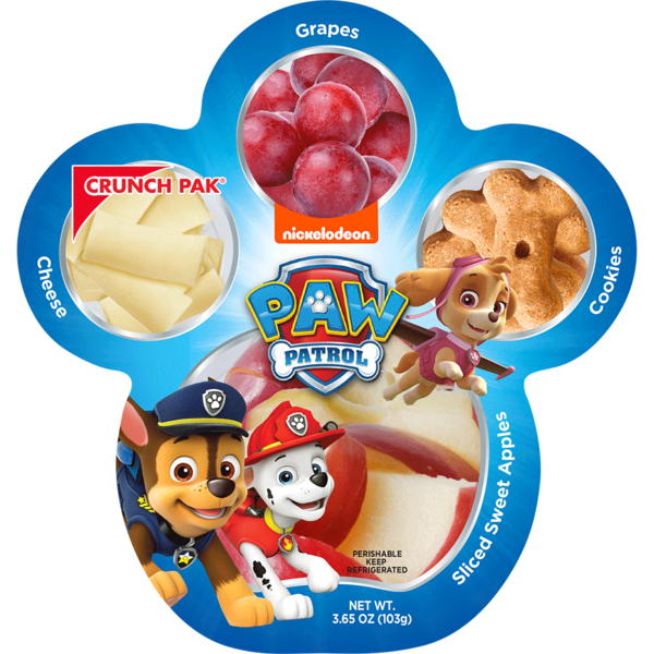 Prepared Meals Crunch Pak, Paw Patrol Sweet Apples, String Cheese, Cinnamon Cookies, & Grapes hero