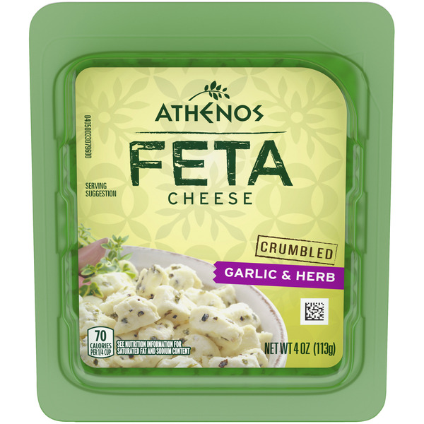 Specialty Cheeses Athenos Garlic & Herb Crumbled Feta Cheese hero