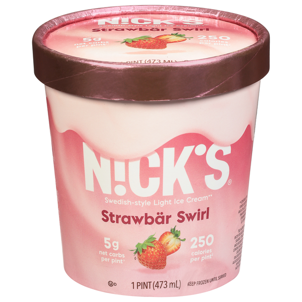 Ice Cream & Ice N!ck's Ice Cream, Light, Strawbar Swirl, Swedish-Style hero