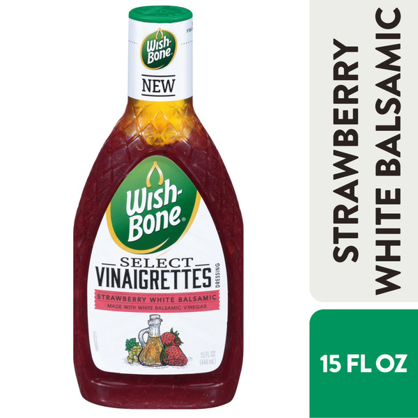 Salad Dressing & Toppings Wish-Bone Select Vinaigrettes Strawberry White Balsamic Dressing hero