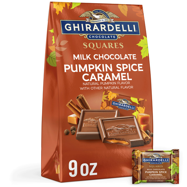 Ghirardelli Milk Chocolate Pumpkin Spice Caramel SQUARES hero