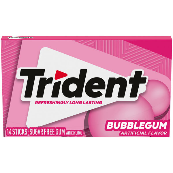 Mint & Gum Trident Bubblegum Sugar Free Gum, 14 Piece Pack hero