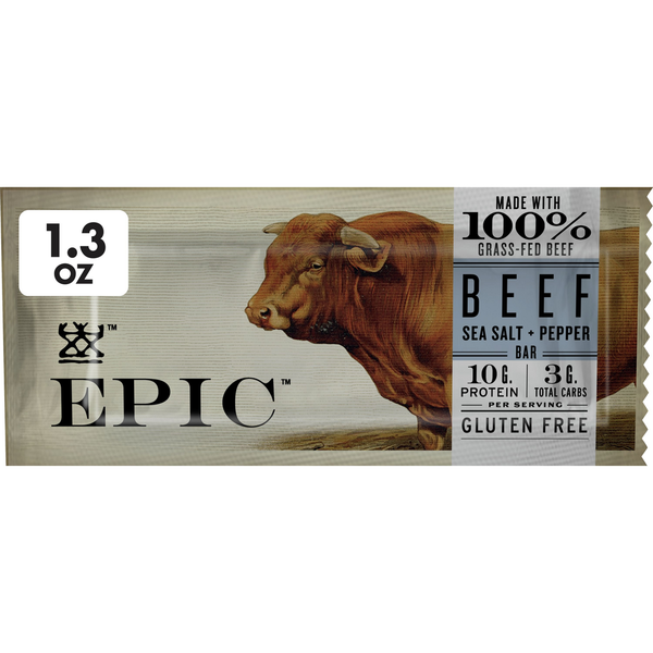 Popcorn & Jerky EPIC Beef Sea Salt and Pepper Gluten Free, Keto Consumer Friendly Protein Bar hero