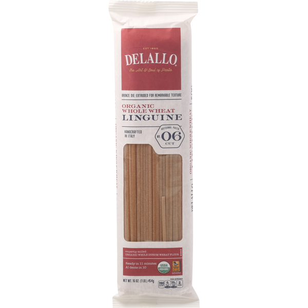 Dry Pasta DeLallo Linguine, Organic, Whole Wheat, No. 06 Cut hero